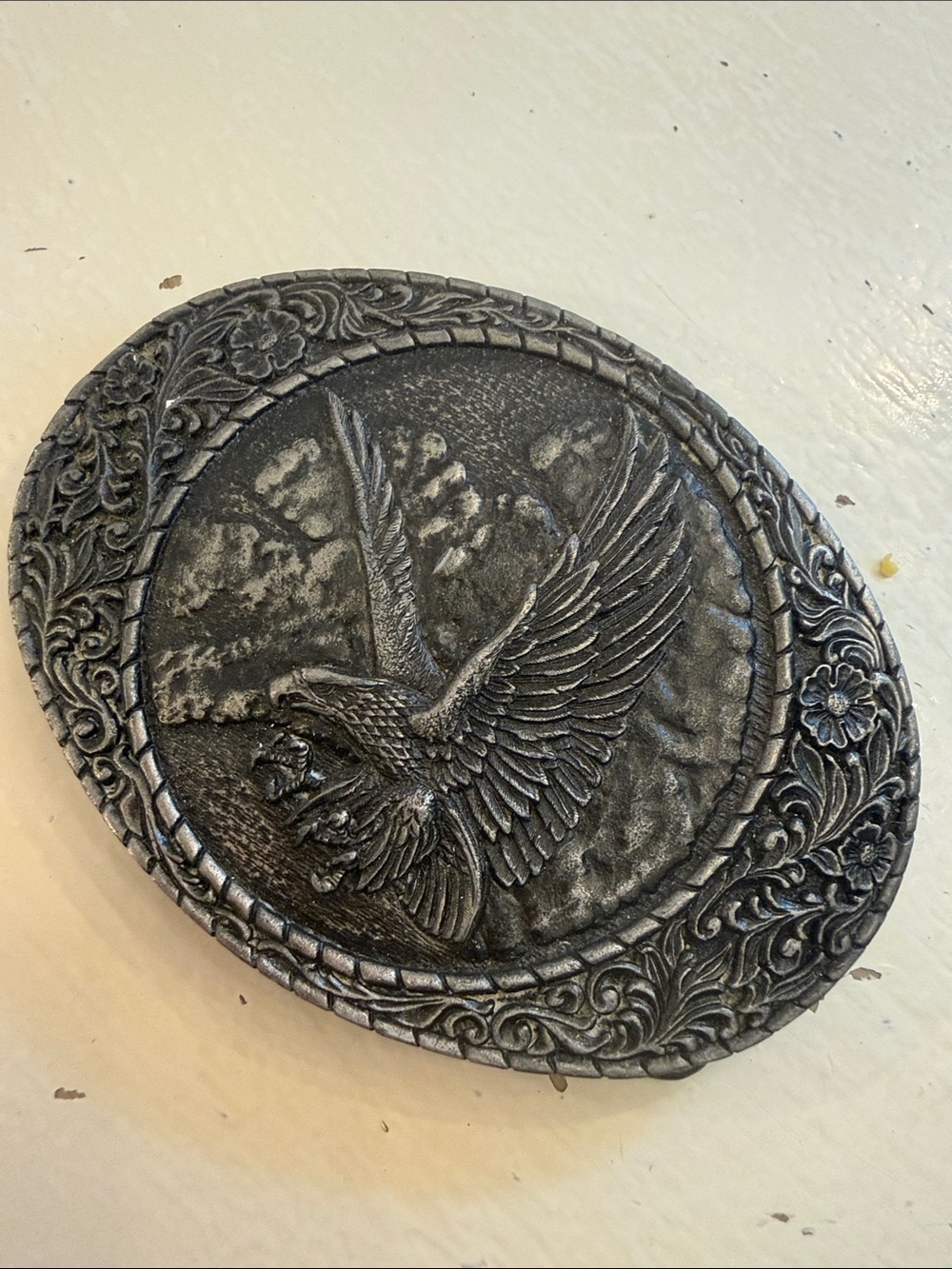 Decorative Oval Eagle Wall Plaque - Black Silver